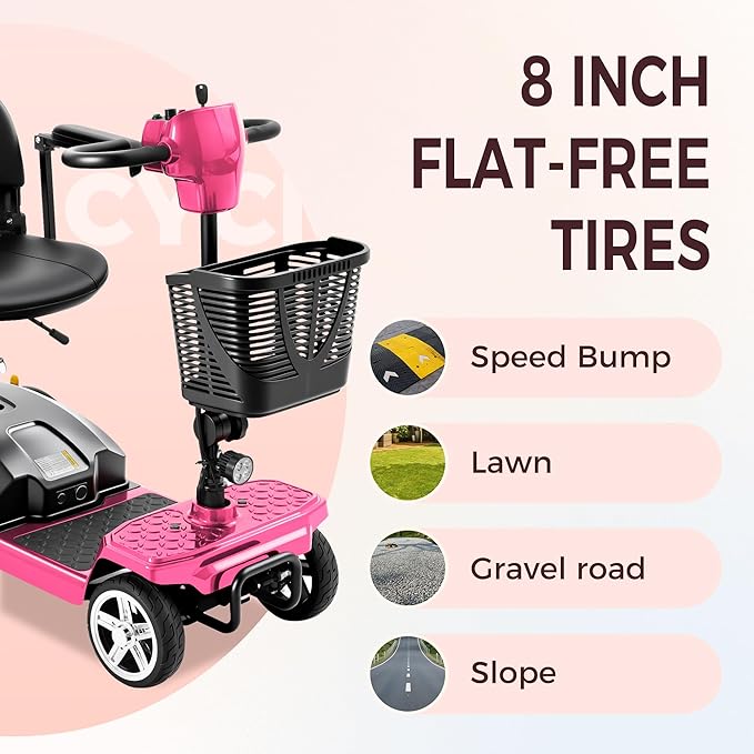 4 Wheel Mobility Scooter for Seniors & Adults 15 Mile Range, 6 MPH Powered Mobility Scooter with 300 lbs Capacity, Foldable Compact Mobility Scooter for Travel, Electric Wheelchair
