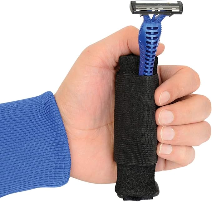 Universal Cuff Utensil Holder Strap Elderly Hand Strap for Holding Holds Utensils Writing Aids Parkinson Arthritis Tremors Patient Eating Assistance (Black)