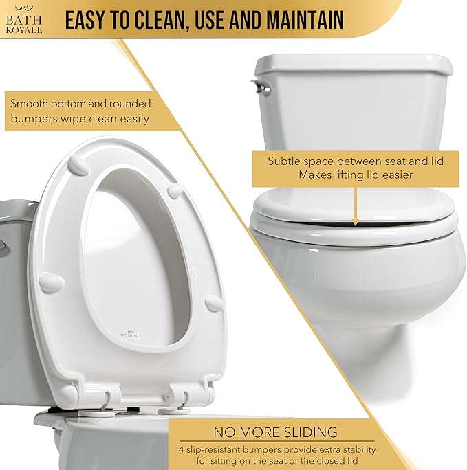 Bath Royale Toilet Seat (Round or Elongated), Slow Close (Soft Close, Quiet Close), Stain-Resistant and Easy to Clean, Fits All Toilet Brands, Executive Series - 5 Pack