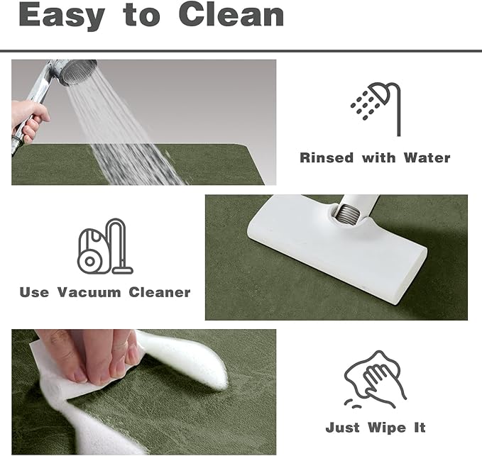 TYUU Bathroom Mat Quick Dry, Bathroom Rugs Non Slip Washable Thin Absorbent Bath Mat Fits Under Door Bathroom Floor Mat Perfect for Bath, Shower, or Sink 24"x70" Sage Green