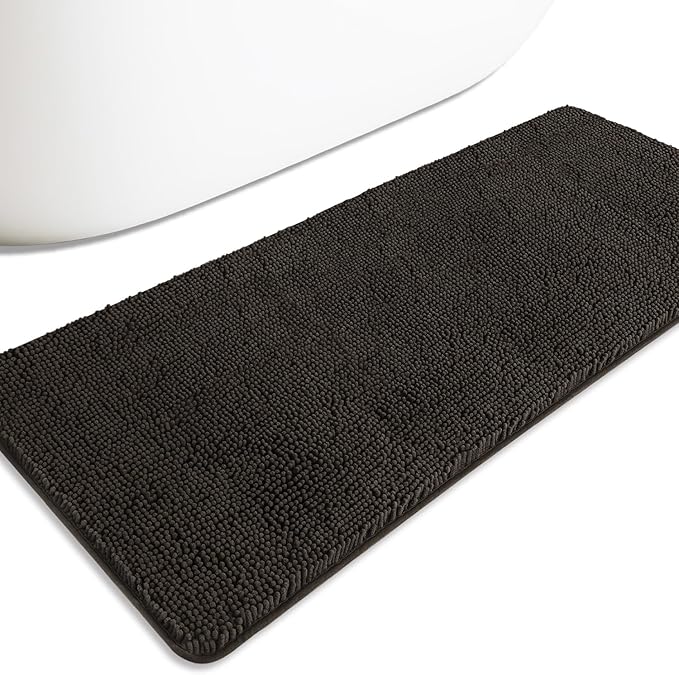 Bathroom Runner Rug 24 x 60 Inch – Extra Large Long Bath Mat | Absorbent and Washable Thick Chenille Bath Rug Non-Slip Runner Rug for Bathroom, Shower, Sink(Chocolate Brown)