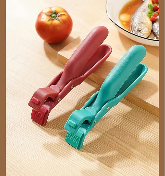 Hot Plate Grippers, Hot Plate Gripper Lifters Tongs, Multi-function Anti-Scald Bowl Clip,Silicone Non-slip Hot Dish Plate Holder, Portable Hot Bowls Tongs,Kitchen Utensil for Bowl, Dishes (Red+Green)