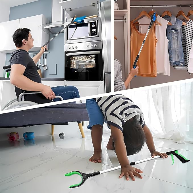 32" Grabber Reacher Tool (2-Pack), Foldable Trash Picker Upper with 360° Rotating Jaw & Magnetic Tip, Heavy Duty Reaching Assist Stick for Seniors, Post Surgery Recovery Must Haves Mobility Aid
