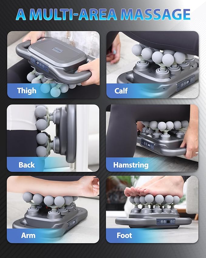 UFFAE 16-Head Massage Gun, Deep Tissue Percussion Massager with 9 Modes & 9 Intensities, 2600mAh Battery Back Bassager for Pain Relief Deep Tissue for Muscle Pain Relief in Back, Legs, Shoulders
