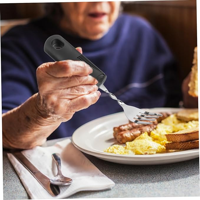 1Set Adaptive Utensils for Elderly Non Slip Portable Tableware for Travel Easy to Clean Dining Tools with Comfortable Grip for Seniors and Disabled