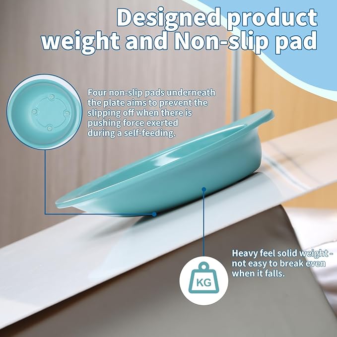 Adaptive Utensils Scoop Compartment Deep Dinnerware with Extra Wall, Spill-proof Divided Plate, Non-slip Adaptive Diner Wares for Elderly (Deep Bowl)