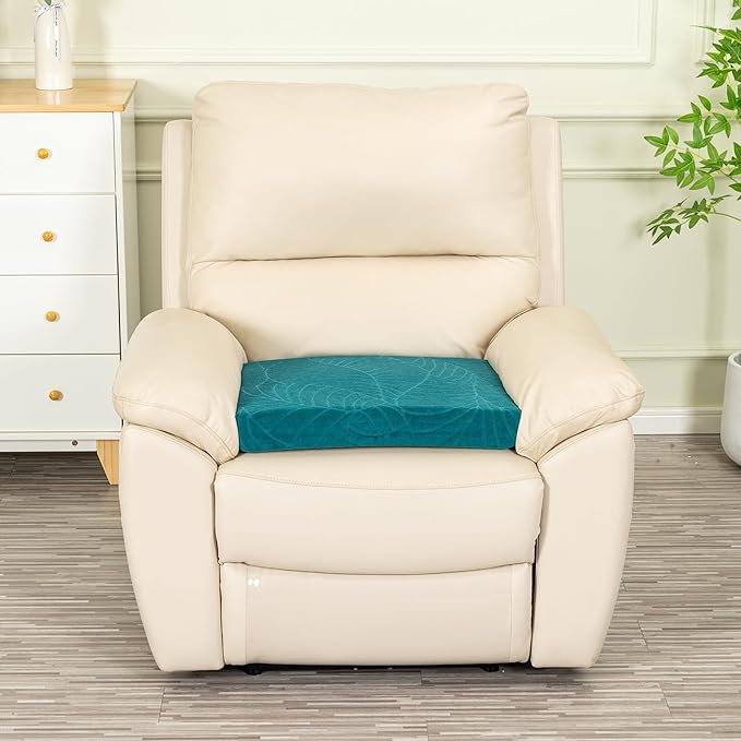 Recliner Cushions for Long Sitting Foam Seat Cushion Soft Tufted Layer for Elderly Seniors, Recliner Chair, Floor Pillow, Office Chair, Car, No Pressure on Thighs, 20X20X3 Inch - Leaves Green