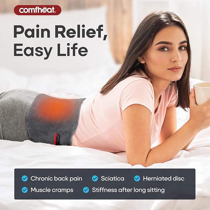 Portable Heating Pad for Back, 10000mAh Battery Powered Heat Wraps for Back Pain Sciatica Relief, Cordless Rechargeable Lower Back Heat Pad, Up to 60" Waist Size for Women Men Mom Dad