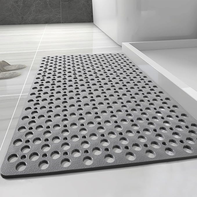 Casa and Beyond Shower Mat, Secure Shower Mats Easy to Clean, Showers Mat with Suction Cup, Washable Non-Slip Bathtub Mats for Inside Showers (Grey,27.6 * 27.6 in)