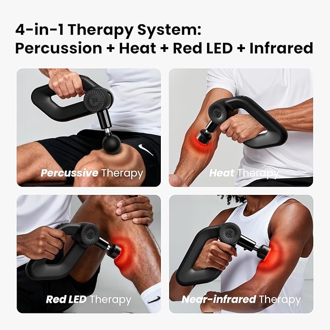 BOB AND BRAD D6 Ultra Massage Gun with Infrared Light, Deep Tissue Percussion with 16mm Amplitude, Professional Muscle Massager for Athletes, Electric Handheld Massager