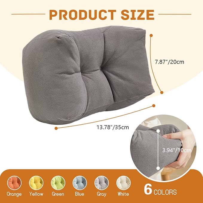 Lumbar Support Pillow Small Lower Back Pillow for Office Chair, Car Seat, and Desk Chair Ergonomic High-Elasticity Cushion for Pain Relief and Comfort on Sofa, Bed, or Travel (Gray)