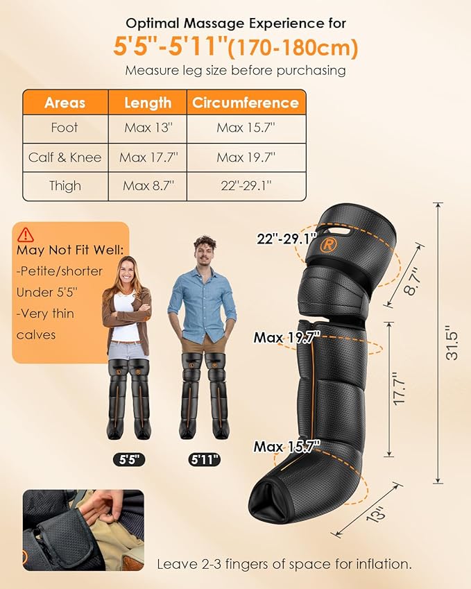 Mothers Day Gifts, Leg Massager with Heat and Compression - Foot Calf Thigh Massage for Circulation and Pain Relief, Professional Compression Boots with 6 Modes, 9 Intensity, 4 Heat