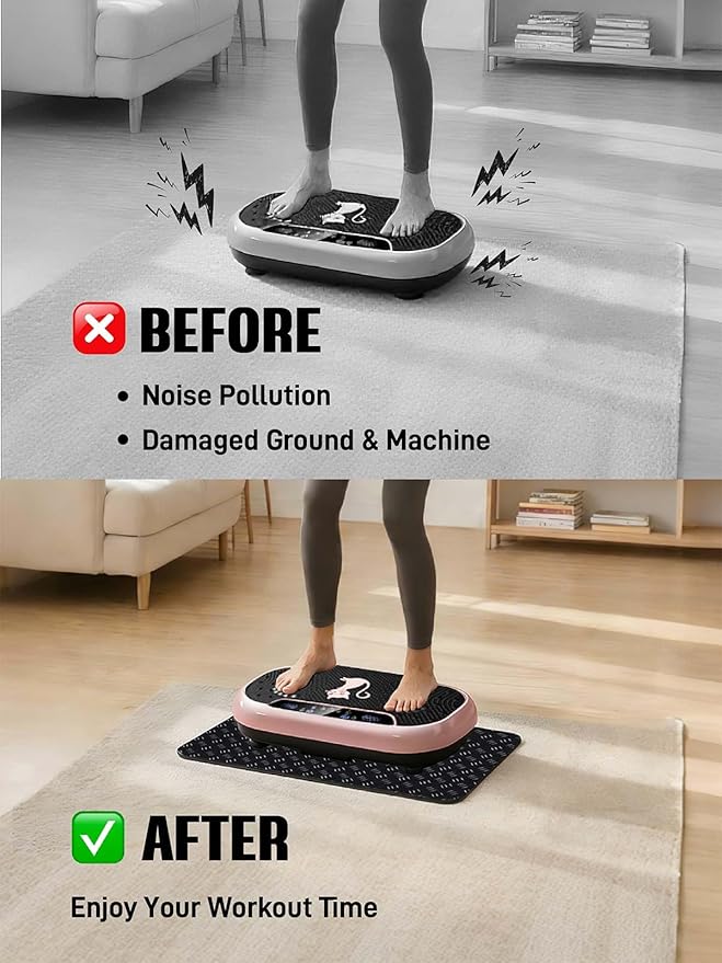 Upgraded Double-Sided Non-Slip Surface Mat for Vibration Plate Machine - Anti Vibration Pad & Exercise Mat for Most Vibration Platform Machines, Reduce Noise Accessories, Protect Floors & Carpet