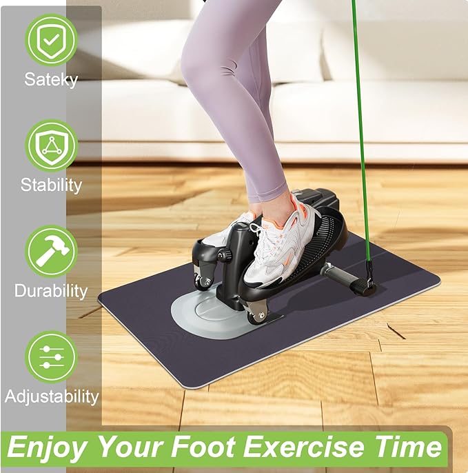 Non Slip Under Desk Elliptical Mat, Exercise Mat for Ellipse Leg Exerciser Machine, Suitable for Electric Seated Foot Pedal Exerciser, Enhance Stability & Protect Wooden Floor (23.6"L x 17"W)