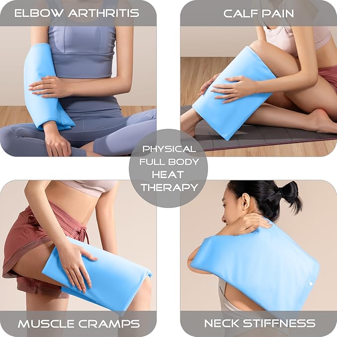 Boncare® Vinyl Small Heating Pad NO Auto Shut Off for Back Pain Relief and Cramps, High and Low Temperature Settings Hot Electric Heat Pad with Washable Cover Blue (12"x 15")