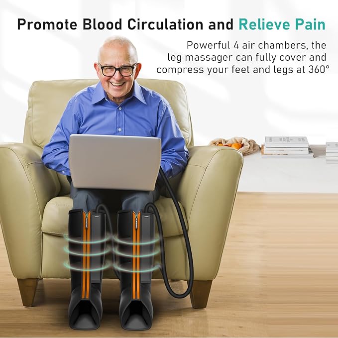 QUINEAR Leg Compression Massager, Calf Massager for Circulation and Pain Relief with 3 Modes and 3 Intensities,Compression Boots for Leg (no Heat)