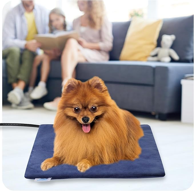 Cat Heating Pad Indoor, Pet Heating Pad for Cats and Dogs, Waterproof Heated Cat Bed with Timer, 9 Level Temperature Heated Pet Bed for Cats Puppy with Chew Resistant Cord (18×18 inch)