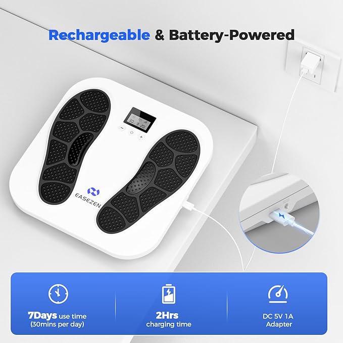 EaseZen Foot Massager for Neuropathy, Rechargeable TENS EMS Foot Stimulator with 10 Modes 20 Intensities, Feet Circulation Stimulator for Neuropathy, Plantar Fasciitis, Gifts for Mom Dad