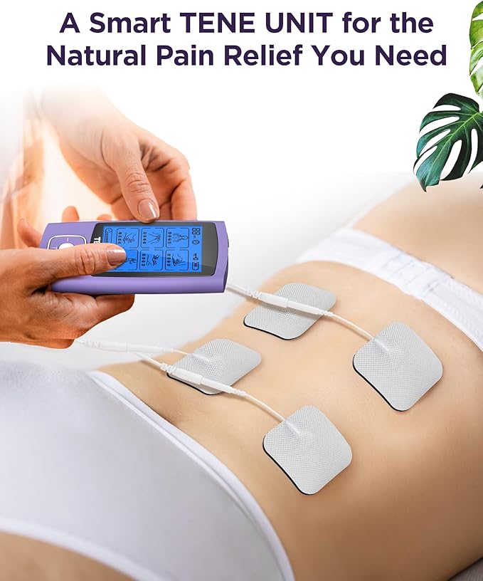 TENKER TENS Unit Muscle Stimulator, 24 Modes TENS EMS Machine for Shoulder, Sciatica, Back Pain Relief, Rechargeable Electronic Pulse Massager with 2"x2" and 2"x4" Electrode Pads