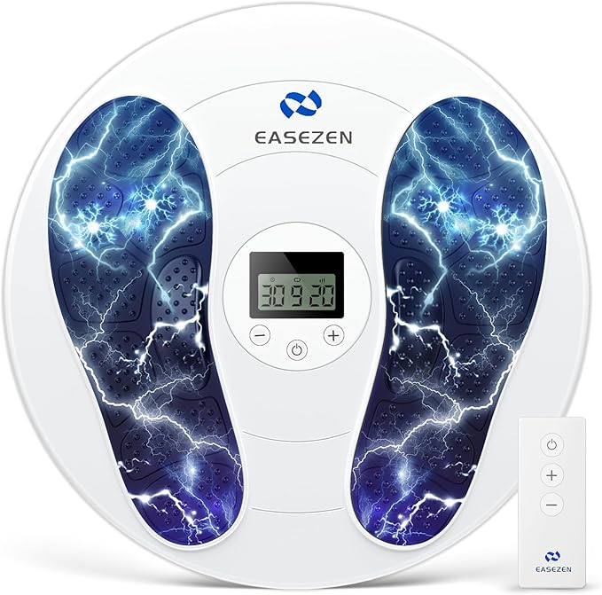 EaseZen Foot Massager for Neuropathy, TENS & EMS Foot Circulation Stimulator for Pain Relief, 10 Modes and 20 Intensities, Relieve Swelling, Cramps, RLS & Plantar Fasciitis - Gifts for Mom Dad