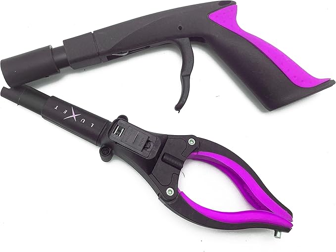 Grabber Tool 19" Aluminum Magnetic Claw with LED Light, Lightweight Foldable Reacher Grabber Pickup Tool, Gripper Grabbers for Elderly Grab it Reaching Tool Trash Picker Grabber, Pink, By Luxet
