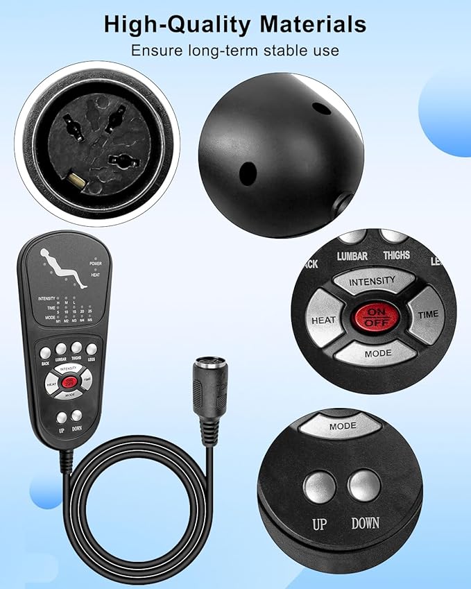 3 Pin 11 Button Massage Function Remote Handset Controller for Recliner Lift Chair, Controls 1 Lifting Up/Down Motor 4 Sets of Vibration Motors 1 Heating Pad