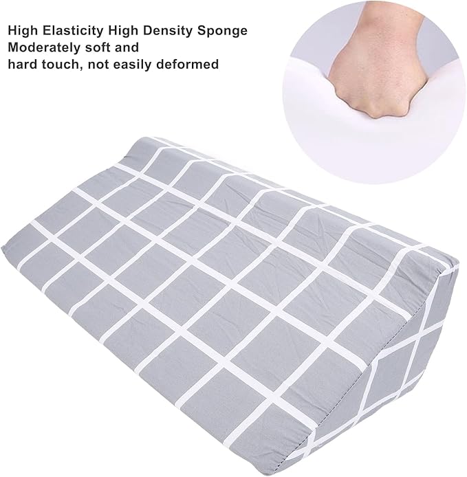 Wedge Pillow for Sleeping, Bed Wedge Pillow with High Density Foam, Triangle Pillow Wedge, Elevated Body Pillow for Back Support, Wedge Pillow for Back, Leg and Knee Support