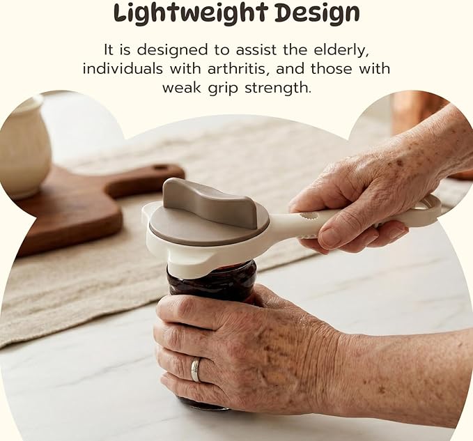Mcbazel 4-in-1 Adjustable Jar Opener for Seniors with Weak Hands, Lightweight ABS & Stainless Steel Teeth Bottle Opener, Multi-Functional Lid Remover for 0.6"-3.5" Caps & Beer Bottles