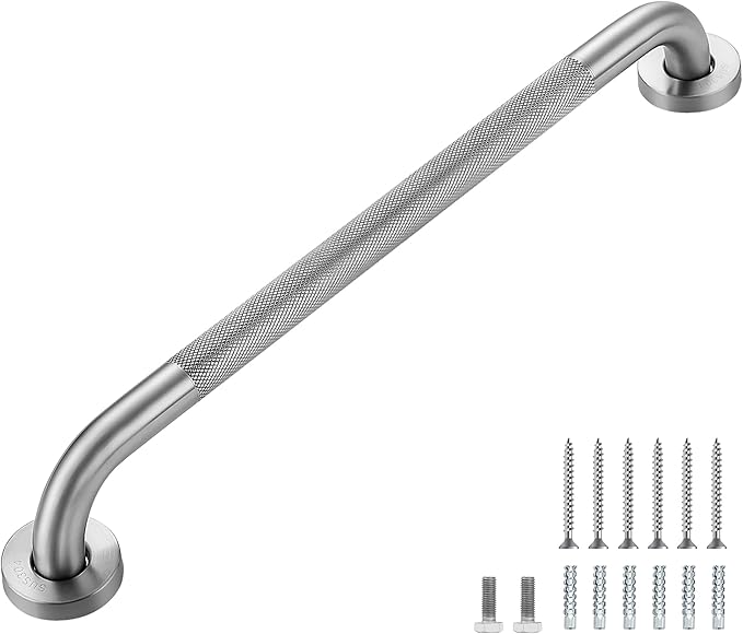Grab Bars for Shower, 1 Pack 20-Inch Anti Slip Shower Handles for Elderly, Safety Shower Grab Bar, Stainless Steel Handicap Grab Bars for Bathroom,Toilet (Brushed Nickel, 1" Diameter)