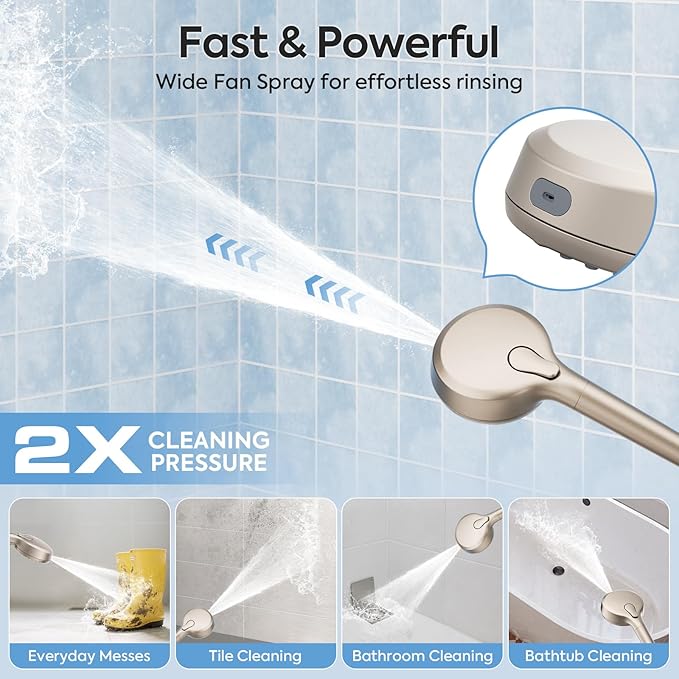 Filtered Shower Head with Handheld – High Pressure Hand Held Shower Head for Hard Water with Filters, 79" Long Hose & Powerful Wide Fan Spray, Removes Chlorine and Impurities (Brushed Nickel)
