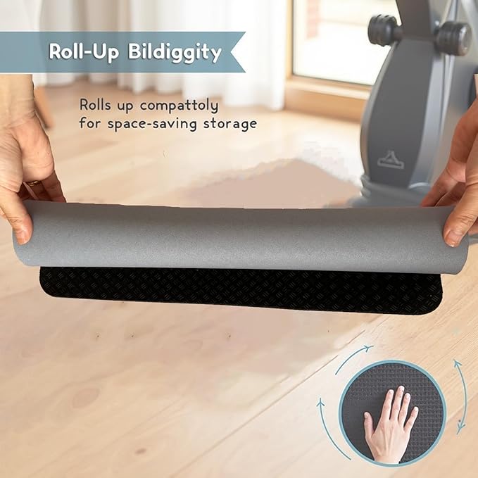 Elliptical Mat for Under Desk Elliptical Machine - Non-Slip Floor Mat for Ellipse Leg Exerciser, Legxercise Pro & Pedal Exerciser - Workout Mat for Home & Office Stability & Floor Protection Black