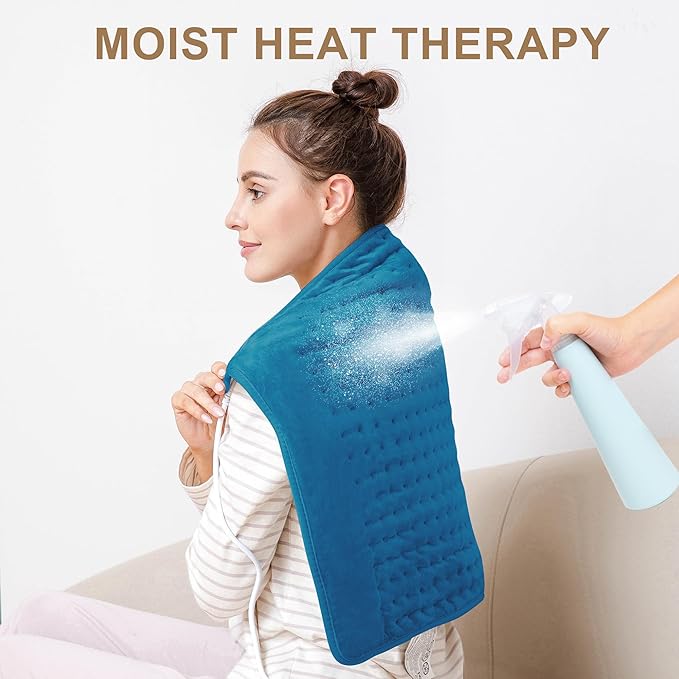 Deepsoon Heating Pad,Electric Heating Pads for Back,Neck,Moist Heating Pad for Abdomen Shoulder Knee Legs,Dry/Moist Heat&Auto Shut Off,Mother's Day Birthday for Men and Women,Blue,24x20 Inch