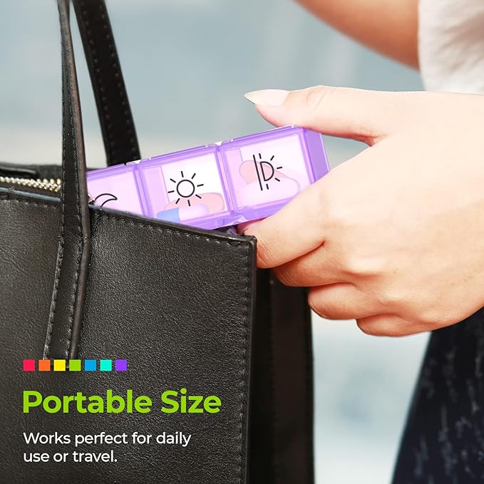 AUVON iMedassist Moisture-Proof Weekly Pill Organizer 4 Times a Day, Large 7 Day Pill Box Case with Portable Design for Travel, Removable Individual Containers Hold Vitamins, Supplements, Medications