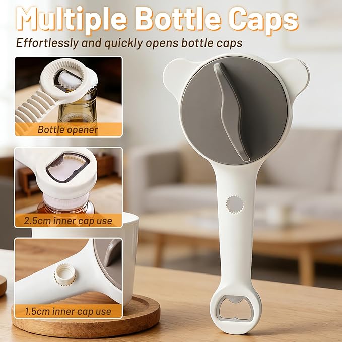 Jar Opener for Seniors Weak Hands, Adjustable Can Jar Lid Bottle Opener Stainless Steel, Non Slip Grip Easy Open Kitchen Utensils Gadget Accessories