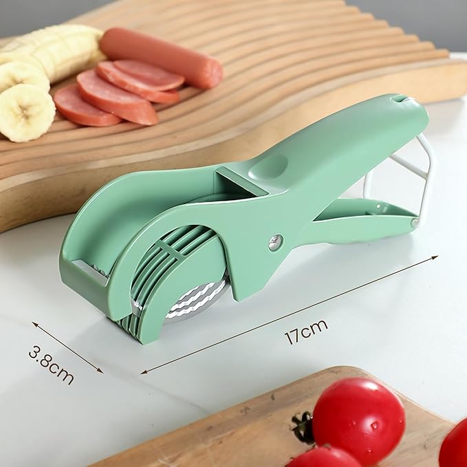 Banana Slicer, Efficient and Safe Banana Cutter for Even Slices, Multifunctional Hot Dog Cutter Slicer for Cucumber Fruit Salad (1, Green)