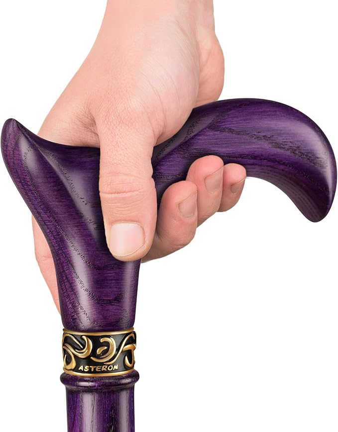 Asterom Handcrafted Walking Cane - Ergonomic, Wooden - Canes for Men - Walking Sticks for Seniors, Unique, Wood