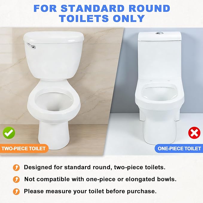 Raised Toilet Seat with Handles - Adds 5 Inch - Toilet Seat Risers for Seniors with Cushion - Supports 300 lbs - for 16'' Standard/Round Toilet - Includes Lid, Elevated Toilet Seat, Blue