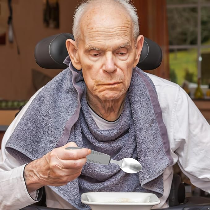 Healifty Anti-Shake Tableware Set 3-Piece Adaptive Utensils with Tpr Non-Slip Handles for Elderly Arthritis Hand Tremors Eating Aid
