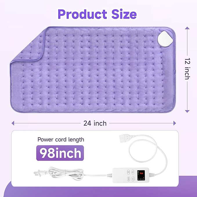 NBKLS Heating Pad for Back, Large Heating Pads for Body Muscle Pain Cramps Relief, 6 Heat Settings Machine Washable Electric Heating Pad, Birthday Christmas Gifts for Women Mom
