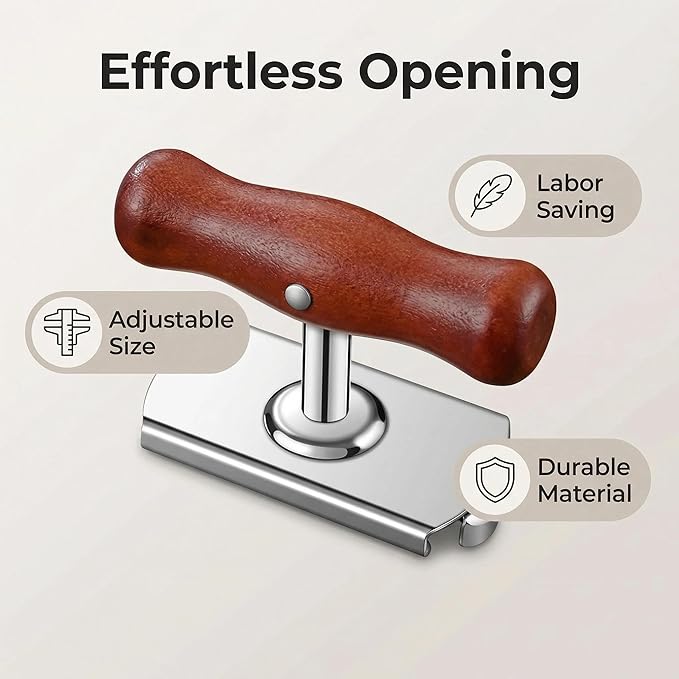 Adjustable Jar Opener Wood Handle - Ergonomic Grip Arthritis Aid for Seniors & Weak Hands (2)
