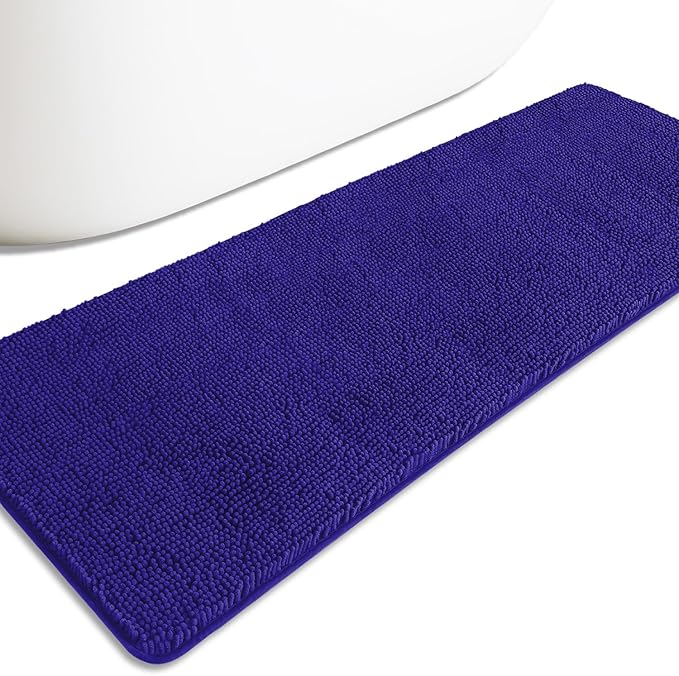 Bathroom Runner Rug 24 x 72 Non Slip – Extra Long Bath Mat | Absorbent and Washable Thick Chenille Runner Rug for Bathroom, Shower, Tub, Sink(Royal Blue)