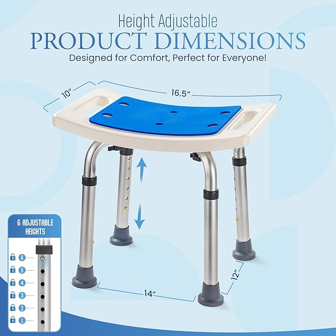 Dr.Kays Shower Chair for Inside Bathroom 350 lbs Shower Stool with Adjustable Height, Portable Heavy-Duty Bath Bench Padded Seat for Inside Tub Bathroom Chair for Elderly and Disabled FSA/HSA Eligible