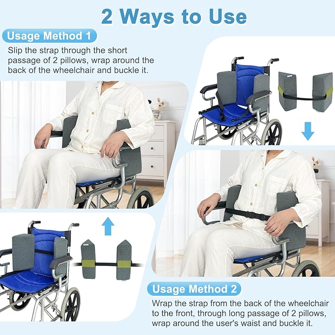 KAAMOS Wheelchair Lateral Support Cushions, Lateral Support for Wheelchair, Back Side Support Wedge Cushion for Seniors, Foam Positioning Wedge Pillow Side Padding (Small)