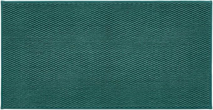 TYUU Bathroom Rugs Non Slip Washable, Super Absorbent Thin Bath Mat Quick Dry Low Pile Bathroom Rug, Dark Green 24"x47"