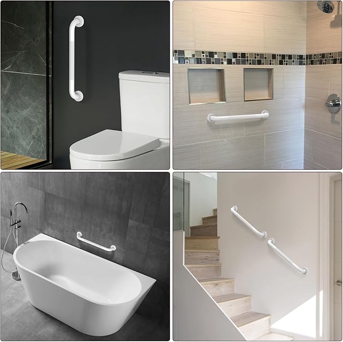 16 Inch Oil Rubbed White Shower Grab Bar w/Anti Slip Grip, ZUEXT Stainless Steel Bath Grab Bar,Bathroom Balance Bar, Wall Mount Safety Handrail Support, Handicap Injury Elderly Senior Assist Handle