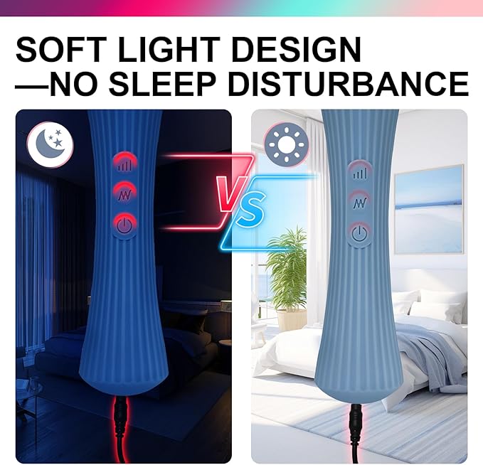 Handheld Personal Wand Massager, 12 Vibration Modes 3 Speeds, 360°Flexible Neck, IPX7 Waterproof, Cordless USB Rechargeable Massager for Neck Shoulder Back Deep Tissue Relief, Rose Blue