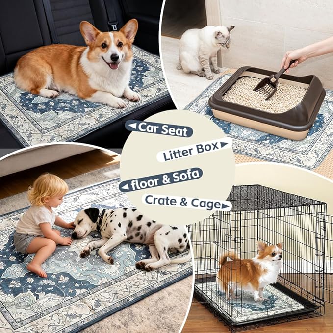 Washable Pee Pads for Dogs 2 Pack Reusable Puppy Training Pads 24"x18" Super Absorbent Waterproof Dog Training Pads, Non-Slip Potty Pads Whelping Pads Litter Mat Pet Supplies - Navy/Mix