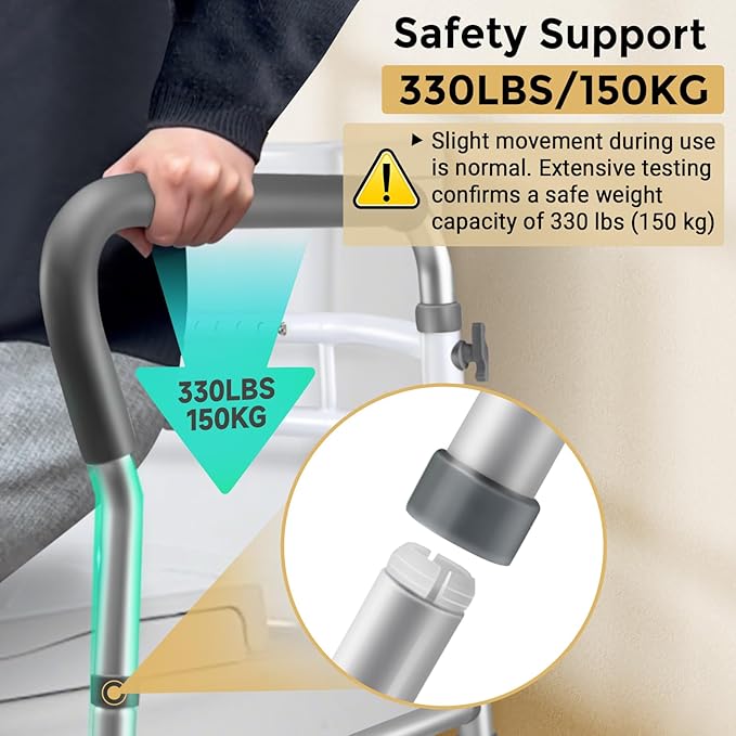Toilet Safety Rails for Seniors, Adjustable Toilet Safety Frame Handles Fits Most Toilets, Mothers Day Gifts for Handicap and Disabled Seniors Elderly, Foldable, Safe Weight Capacity of 330 lbs(150KG)