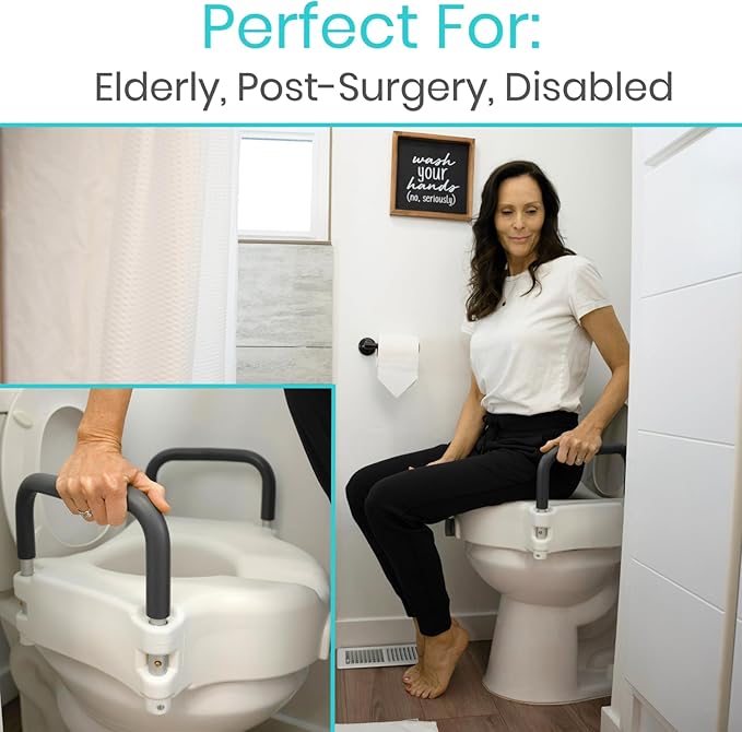 Vive Raised Toilet Seat - 5" Portable, Elevated Toilet Seat Riser & Extender - Elongated and Standard Fit Commode Lifter - Bathroom Safety Extender Assists Disabled, Elderly, Seniors, Handicapped