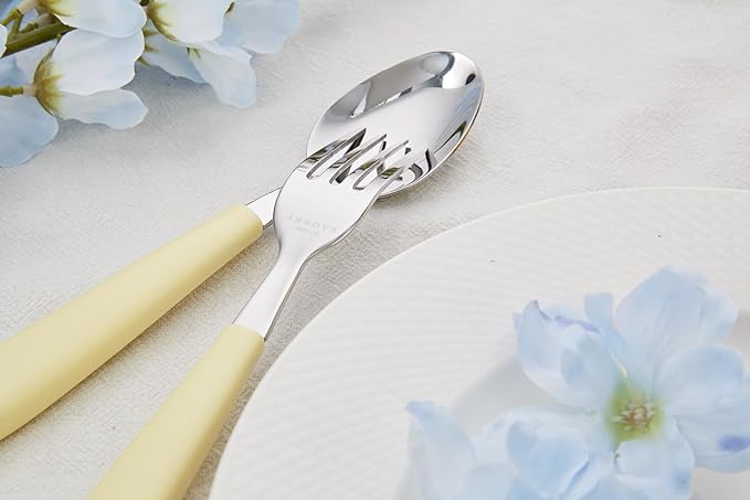 ANNOVA Silverware Set Stainless Steel Colorful Handle Tableware Kitchen Flatware Set Utensils, Includes Dinner Knives, Forks, Spoons, Salad Forks & Dessert Spoons (Yellow, 20 Pieces)